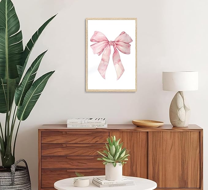3Pcs Cute Bunny Canvas Wall Art Pink Bow Easter Poster Prints Love Wildflowers Picture Decoration for Nursery Girl Bedroom Children's Room Easter Gifts for Kids Unframed