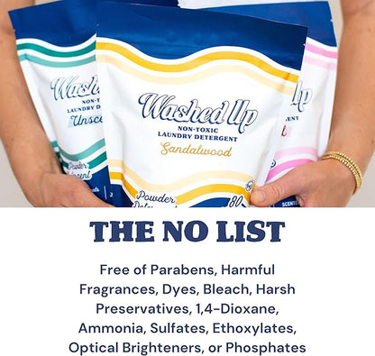 Sandalwood Laundry Detergent Powder | Only 100% Pure Essential Oils | Safe for Sensitive Groups | Powerful Clean | Plant & Mineral-Based | Made in USA | 3lbs
