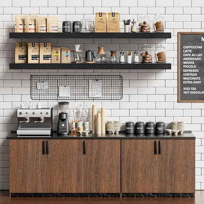 Heimlove Floating Shelves for Wall 48 Inches Long,9.3" Deep Black Floating Shelf Set of 2,Wall Mounted Wood Shelves for Bathroom Bedroom Living Room Kitchen Office,Shelf for Books Storage Room Decor