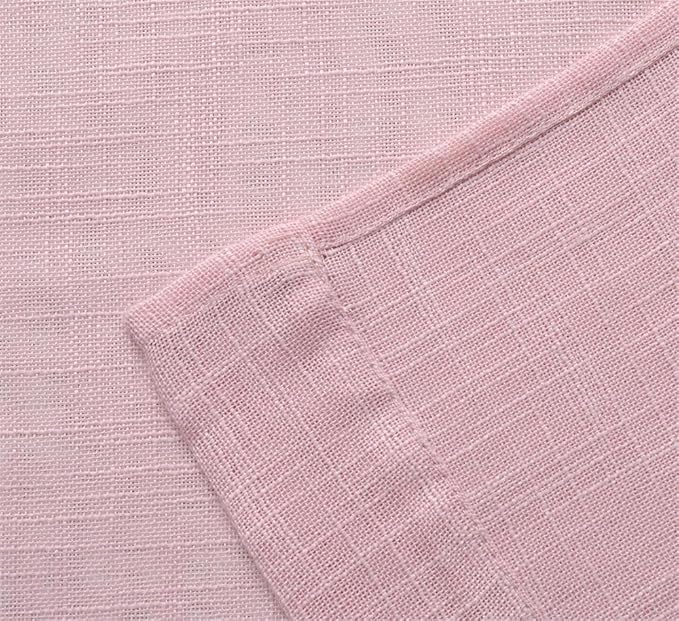 MIUCO Semi Sheer Curtains Poly Linen Textured Solid Grommet Curtains 63 Inches Long for Living Room 2 Panels (2 x 37 Wide x 63" Long) Pink