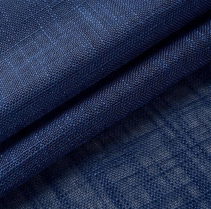 MIUCO Semi Sheer Curtains Poly Linen Textured Solid Grommet Curtains 84 Inches Long for French Doors 2 Panels (2 x 37 Wide x 84" Long) Navy Blue