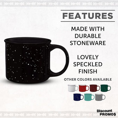 DISCOUNT PROMOS Ceramic Campfire Coffee Mugs 13 oz. Set of 10, Bulk Pack - Perfect for Tea, Espresso, Cappuccino, Hot Cocoa - Black