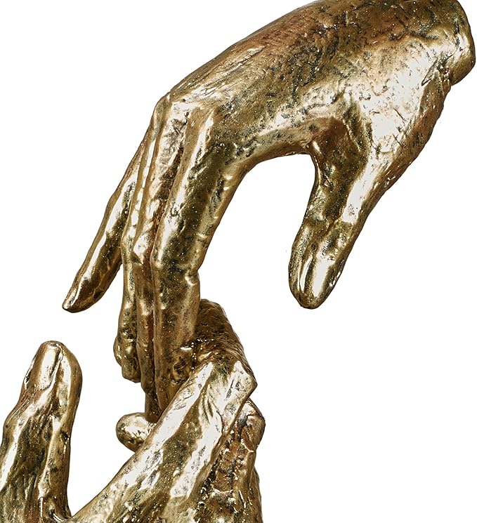 Touch of Class Loving Hands Table Sculpture - Gold - Made of Resin - Contemporary Art Statue - Sign of Love Decor - Modern Hand Statues and Sculptures for Home Desk, Living Room - 11.5 Inches High
