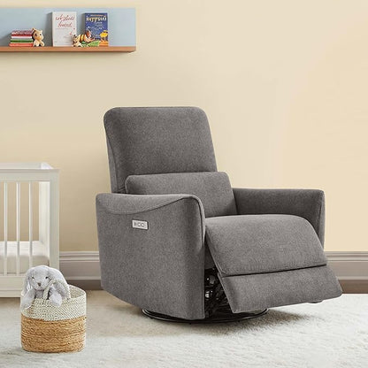 CHITA Power Recliner Chair Swivel Glider, FSC Certified Fabric Living Room Reclining Sofa Chair with Lumbar Support, Metal Grey
