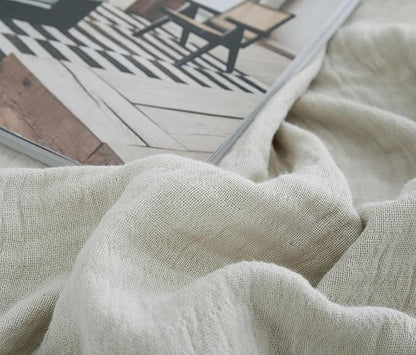 100% Cotton Muslin Throw Blanket for Bed, Couch, Small, Decorative, Soft, Pre-Washed, Breathable and Lightweight Gauze Blanket with Fringes, Suitable for All Seasons, Linen Grey, 50"x60"