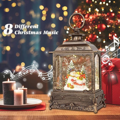 Christmas Snow Globes,Christmas Decorations for Home,with 6 Hour Timer,Musical Snow Globe,Battery Or USB Powered,Christmas Lantern,Christmas Festival Decor, Snowman Skiing