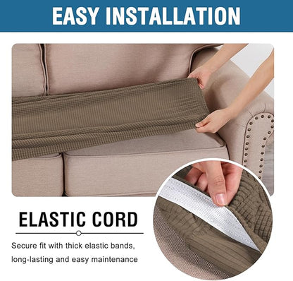 H.VERSAILTEX Super Stretch Individual Seat Cushion Covers Sofa Covers Couch Cushion Covers Slipcover Sets Thick Jacquard Textured Twill Fabric (1 Piece Chair Cushion Cover, Macchiato)