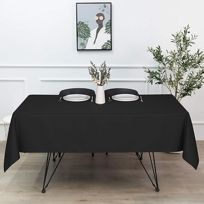 sancua Rectangle Tablecloth - 70 x 108 Inch - Stain and Wrinkle Resistant Washable Polyester Table Cloth, Decorative Fabric Table Cover for Dining Tables, Buffet Parties and Camping, Black