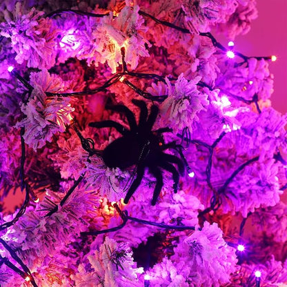 HOME LIGHTING Halloween Lights, 66FT 200 LED Plug in Green Wire String Light, 8 Lighting Modes Waterproof Fairy Mini Lights for Indoor Outdoor Christmas Wedding Party Decorations (Orange & Purple)