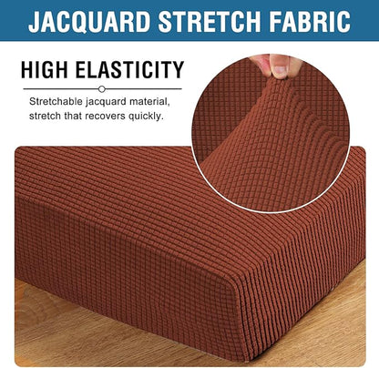 H.VERSAILTEX Super Stretch Individual Seat Cushion Covers Sofa Covers Couch Cushion Covers Slipcover Sets Thick Jacquard Textured Twill Fabric (2 Piece Medium Sofa Cushion Covers, Rust)