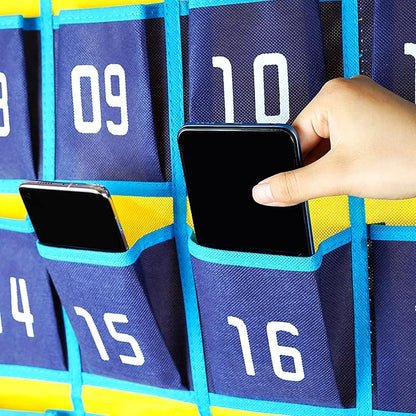 Loghot Classroom Accessories Closet Pocket Chart for Cell Phones Holder Wall Door Hanging Organizer (36 Pockets Blue 2Pc)