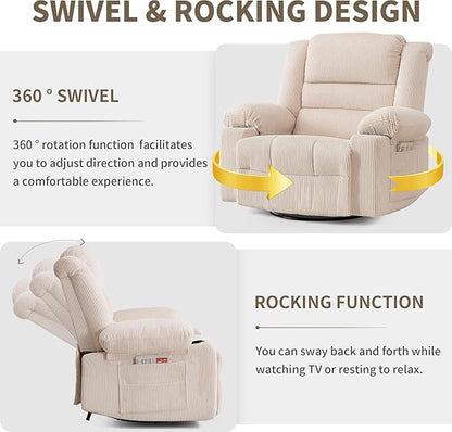 Recliner Chair Modern Ergonomic Lounge Swivel Single Sofa Seat Living Room Recliners on Clearance Foam Filling