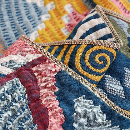 Boho Muslin Blanket for Adults 4-Layer Gauze Twin Size Soft Cozy 100% Cotton Summer Cooling Blanket Floral Decor for Sofa Bed Coverlet Both Sides (Boho Stars, Twin 60 x 80 in)