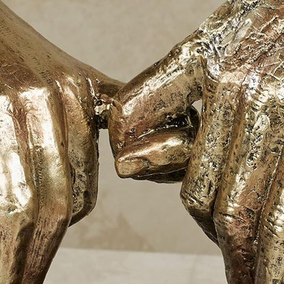 Touch of Class Lingering Hold Hands Table Sculpture Gold - Pinky Promise Statues - Desk Statue for Bedroom, Living Room, Office - Loving Touch