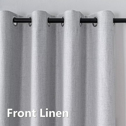Blackout Curtains 108 Inches Long 2 Panels Set, 100% Black Out Textured Thermal Curtains, Grommet Light Blocking Drapes for Living Room Bedroom Luxury Decor(52W × 108L inch, Greyish White)