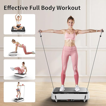 Vibration Plate Exercise Machine, Whole Body Workout Power Vibrate Fitness Platform Vibration Plate for Lymphatic Drainage, Home Training Equipment for Weight Loss & Toning