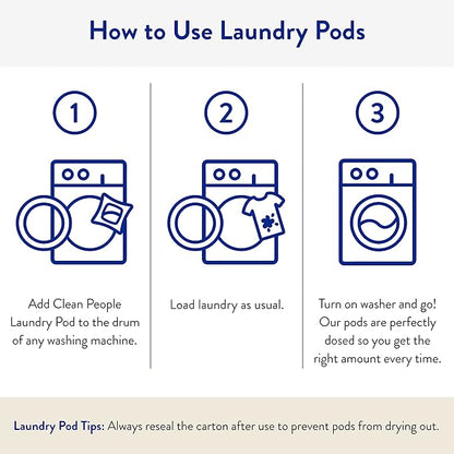 The Clean People Fragrance Free Laundry Detergent Pods - Hypoallergenic Laundry Pods - Ultra Concentrated, Recyclable Packaging, Stain Fighting - Fragrance Free, 32 Pack