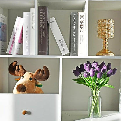 Mandy's Artificial Tulips 20 Stems Purple PU Faux Flowers for Wedding Home Decor 13.5 Inch