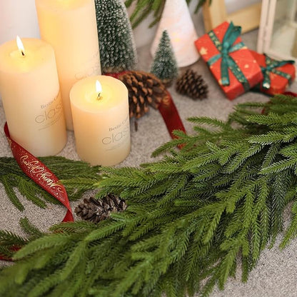 Artificial Norfolk Pine Garland - Faux Christmas Garland Fake Green Garland for Fireplace,Table, Stairs, Mantle, Window,Indoor Outdoor,Home,Holiday Decor (2 PCS,5 FT)