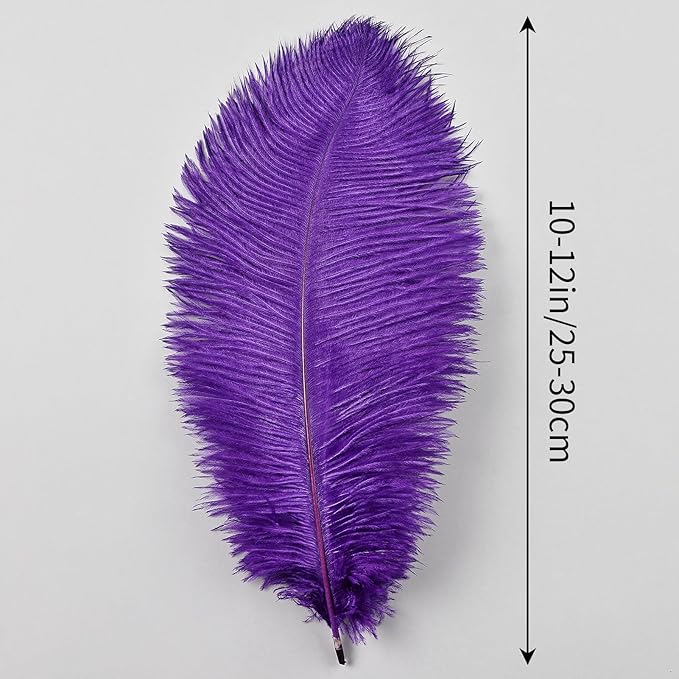 THARAHT Purple Ostrich Feathers 12pcs Natural Bulk 10-12Inch 25cm-30cm for Crafts Wedding Party Centerpieces Halloween and Decoration Feather