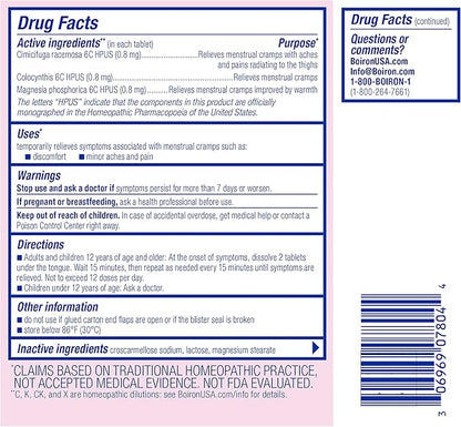 Boiron Cyclease Cramps Tablets for Relief from Menstrual Cramps, Aches, Pain, and Discomfort - 60 Count