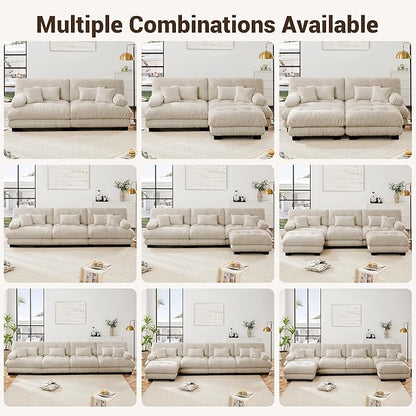 Modular Sectional Sofa, 2 Seater Cloud Couch Small Couches for Small Spaces, Modern Deep Seat Couch, Home Sofa Living Room Oversized Loveseat with Bolster Armrests 4 Pillows