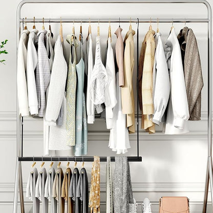 STORAGE MANIAC Hanging Closet Rod, Adjustable Width and Height Closet Hanging Organizer, Space-Saving Clothes Hanging Bar, Closet Extender Hanging Rod Double Closet Hanging Rod, 1 Pack Black