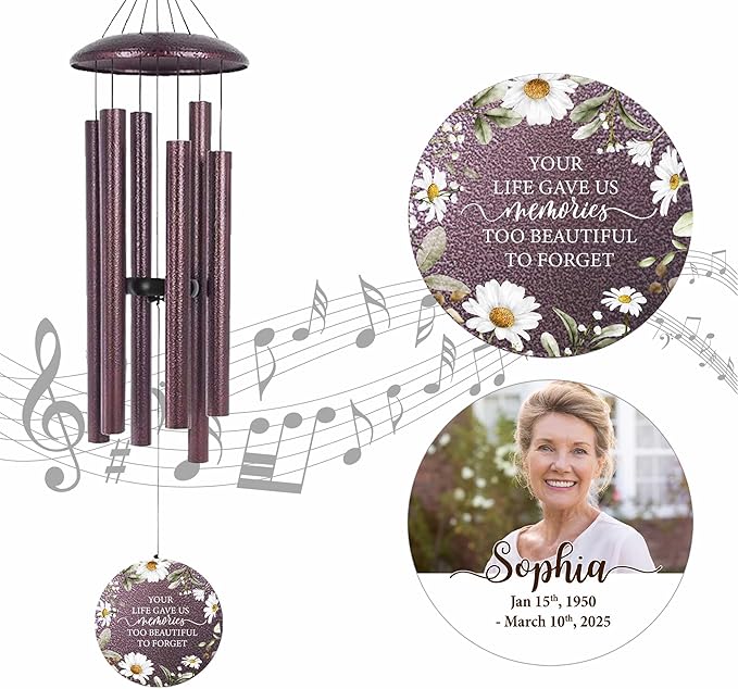 ASTARIN Personalized Deep Tone Wind Chime Memorial, Customized Sympathy Wind Chimes, Memory Wind Chimes for Loved Ones Lost, Bereavement Gifts Windchimes Outdoor