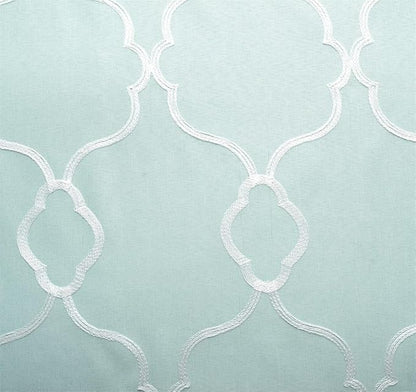MIUCO Moroccan Embroidery Semi Sheer Curtains Faux Linen Grommet Panels for Living Room 52 x 84 Inch 2 Panels Set, Subtle Green