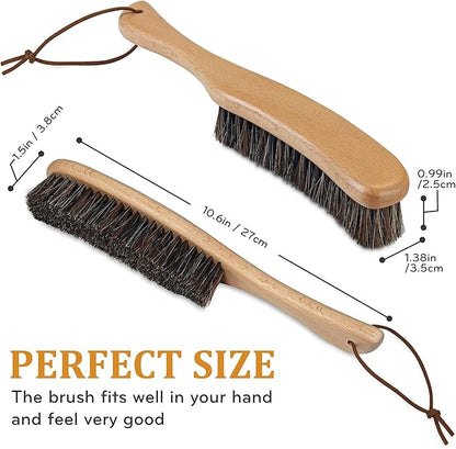 Lint Brush for Clothes with 100% Soft Horse Hair Bristle, Large Beech Wood Handle, Lint Remover for Hat, Pet Hair, Suits, Cashmere, Wool, Velvet, Suede, Shoe
