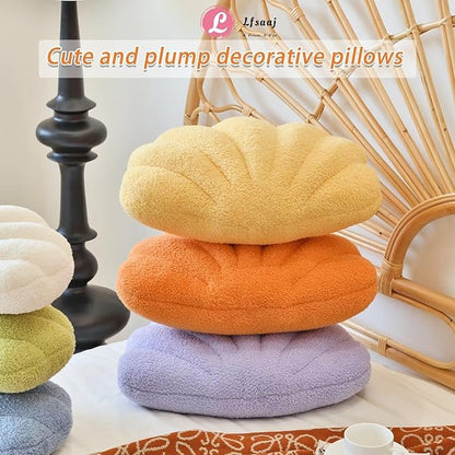 Seashell Throw Pillows, Shell Shaped Throw Pillows, 18 Inch Soft Home Decorative Pillow Plush Cushion for Bed Couch Living Sofa Room Decor Accent Throw Pillow (Lavender 18Inch)