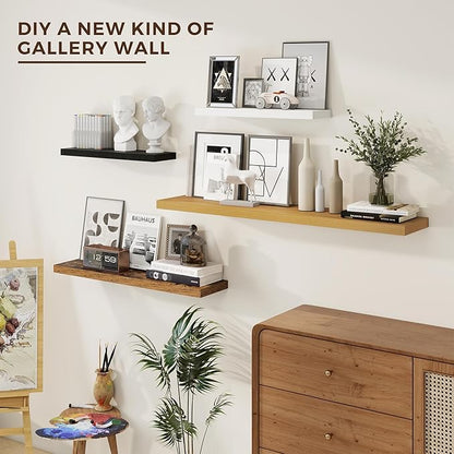 36 inch Floating Shelves Wall Shelves for Office with Invisible Brackets, 8 inch Deep Shelves for Bathroom, Living Room, Kitchen, Office, 36x7.9 inch deep Set of 2, White
