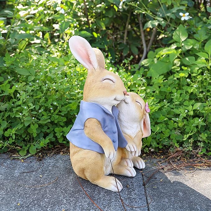 Garden Rabbit Statue Outdoor Decor Resin Funny Bunny Figurines for Outdoor Patio Lawn Yard Art Decoration Christmas Housewarming Gift