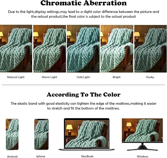 NEWCOSPLAY Faux Fur Throw Blanket New Sage Green 3D Ribbed Plush Thick Warm Blanket for Couch Sofa Bed 850GSM (New Sage Green Ribbed, Throw(50"x60"))