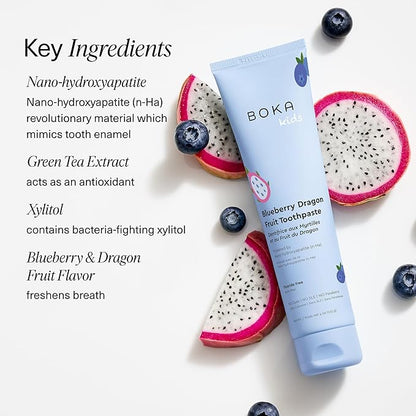 Boka Fluoride Free Toothpaste Nano Hydroxyapatite Toothpaste - Blueberry Dragon Fruit Flavor, 4 oz 1Pk US Manufactured