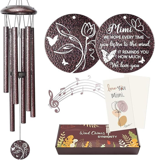 Gifts for Mimi, 25''Wind Chimes, Birthday Gift for Mimi from Grandkids, Mothers Day, Thanksgiving, Christmas Day Gifts Ideas for Love Rreminder