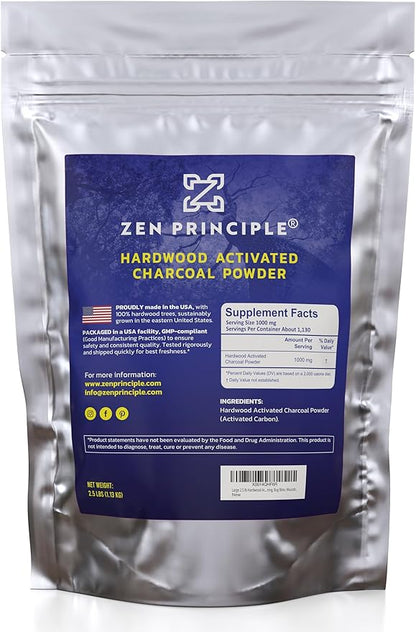 Large 2.5 lb Hardwood Activated Charcoal Powder 100 Percent from USA Trees. All Natural. Whitens Teeth, Rejuvenates Skin and Hair, Supports Better Digestion!
