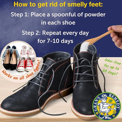 Gran's Remedy Scented Foot Powder - Effective Odor Eliminator & Moisture Absorbing Shoe Deodorizer for Shoes and Feet - Travel Size Freshness - Citrus