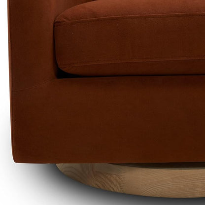 CHITA Swivel Accent Chair, FSC Certified Upholstered Velvet Barrel Chair for Living Room, Fully Assembled, Burnt Orange