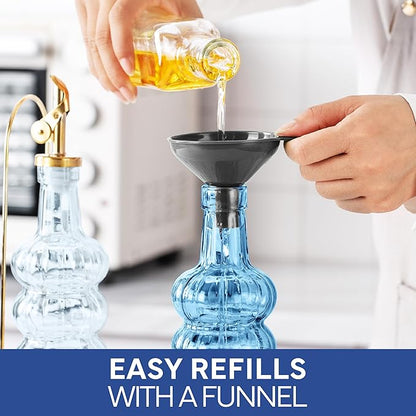 COOK WITH COLOR Glass Olive Oil Bottle Dispenser - 2 Pack- 17oz Oil and Vinegar Cruet - Olive Oil Carafe Decanter for Kitchen