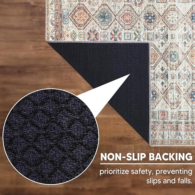 Keen Home Design 3x5 Rug - Machine Washable Entry Rug with Non-Slip Backing, Ideal for Enteryway, Kitchen, Bathroom, Laundry Room - Vintage, Easy Clean, Durable, Low Pile Rug - (3' x 5')
