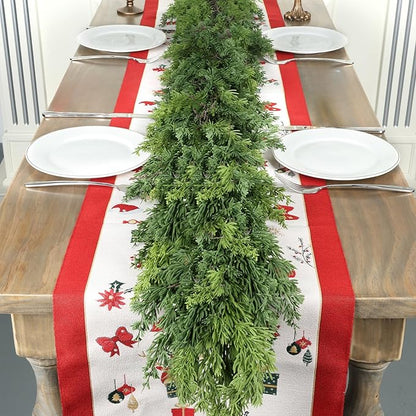 9 Ft Real Touch Christmas Garland Indoor with Pine Cone,Thick and Lush，Soft Bendable Mantle Garland Christmas, Lifelike Cedar Garland, Christmas Garland for Mantle,Indoor Christmas Decorations