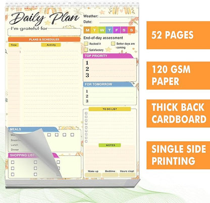 Daily planner notepad - Undated Daily Planner 52 Sheets 8.5" X 11" Daily for To-Do Lists, Habit Tracking, Academic Scheduling, and Productivity Goals - Perfect for Work, Home, and Office Organization| Rainbows