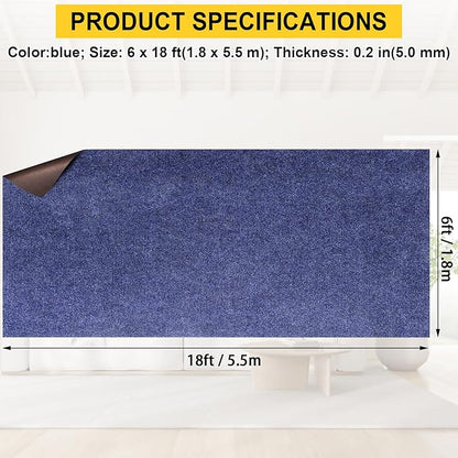 Marine Carpet,6 FT x 18 FT Deep Blue Indoor Outdoor Carpet 0.2" Thick Boat Carpet with Water-Proof TPE Backing, Non-Slide Outdoor Marine Carpet Roll for Home, Patio, Porch, Deck