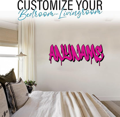 Custom Graffiti Name Wall Decal Personalized Name Wall Decals Spray Paint Graffiti Decal Large Vinyl Decals Sticker for Home & Room Décor, Removable WallArt for Kids & Teens Bedroom, Car, Vehicles