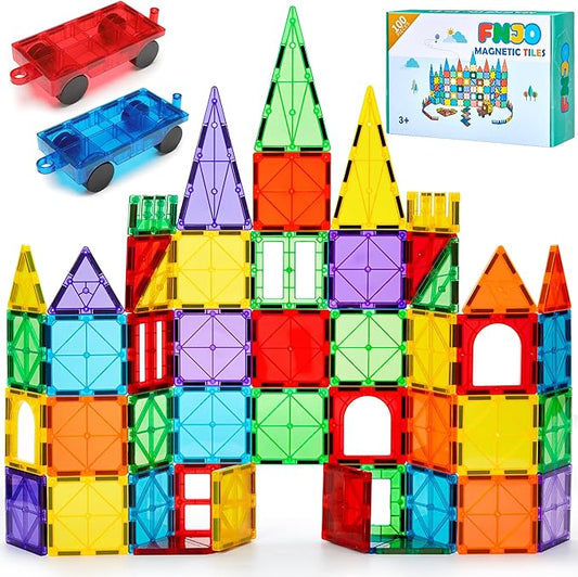 FNJO 100‑Piece Magnetic Tiles – Creative STEM Building Set