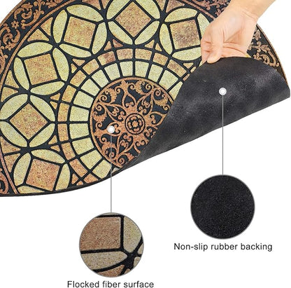 CHICHIC Entrance Door Mat Large 18 x 30 Inch Entry Way Doormat Front Door Rugs Outdoors Heavy Duty Welcome Mat Non Slip Rubber Back Low Profile for Garage, Patio, High Traffic Area, Semicircle
