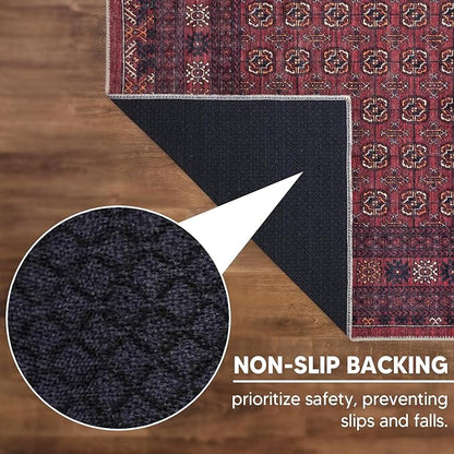Keen Home Design 2x10 Rug - Machine Washable Runner with Non-Slip Backing, Ideal for Hallway, Entryway, Kitchen, Laundry Room - Vintage, Easy Clean, Durable, Low Pile Rug - (2'6" x 10')