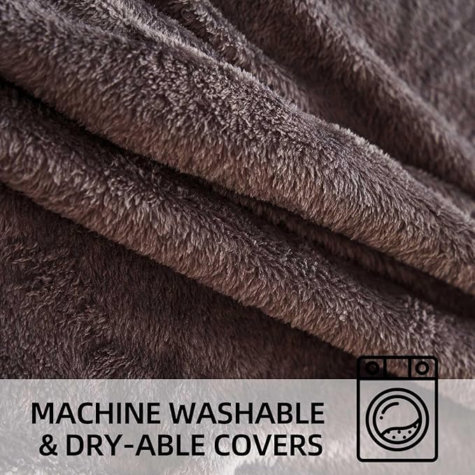 Bean Bag Chair 4Ft, Memory Foam Filled, Large Beanbag Chairs for Adults and Teens, Soft Sofa with Removable Flannel Cover, Round Couch for Living Room Bedroom College Dorm (Brown, 4FT-47×47"×24")