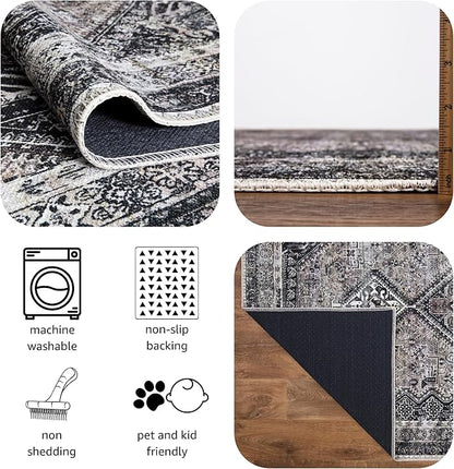 Keen Home Design 4x6 Rug - Machine Washable Area Rug with Non-Slip Backing, Ideal for Living Room, Dining Room, Bedroom - Vintage, Easy Clean, Durable, Low Pile Rug - (4' x 6')
